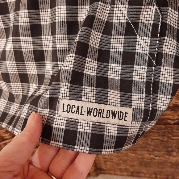 Kavu Jacket Black and White Plaid Half Zip Hooded Pullover Lightweight Large - Picture 6 of 8